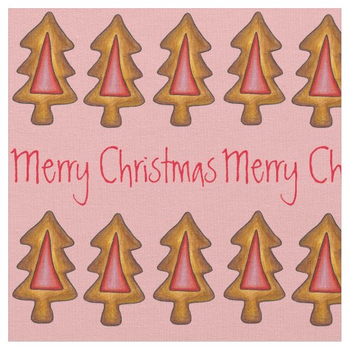 Merry Christmas Red Tree Xmas Holiday Cookie Fabric