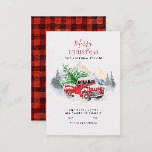 Merry Christmas Red Truck Buffalo Family Card