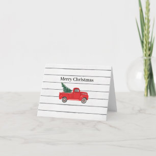 Merry Christmas Red Truck Christmas Tree Card