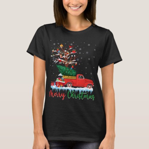 Merry Christmas Red Truck Christmas Tree Lights Sn T_Shirt