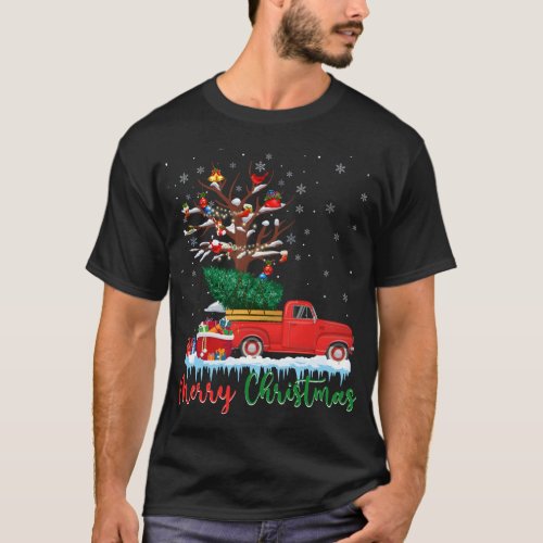 Merry Christmas Red Truck Christmas Tree Lights Sn T_Shirt