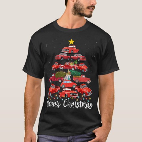 Merry Christmas Red Truck Christmas Tree Lights Sn T_Shirt