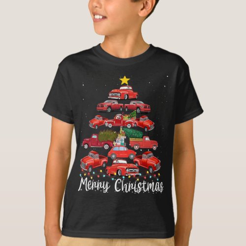 Merry Christmas Red Truck Christmas Tree Lights Sn T_Shirt