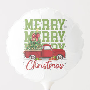 Merry Christmas Red Truck Family Matching Pajama M Balloon