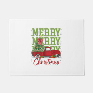 Merry Christmas Red Truck Family Matching Pajama M Doormat