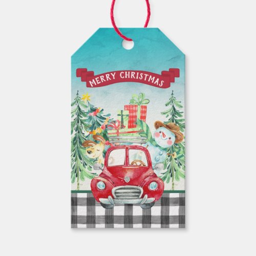 Merry Christmas Red Truck Personalized Gift Tags