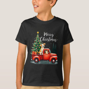 Merry Christmas Red Truck With Dog &amp; Cat Xmas  T-Shirt