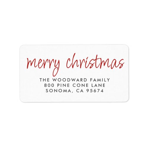Merry Christmas  red Typography Christmas Holiday Label