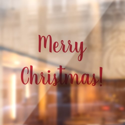 Merry Christmas Red Typography Festive Window Cling