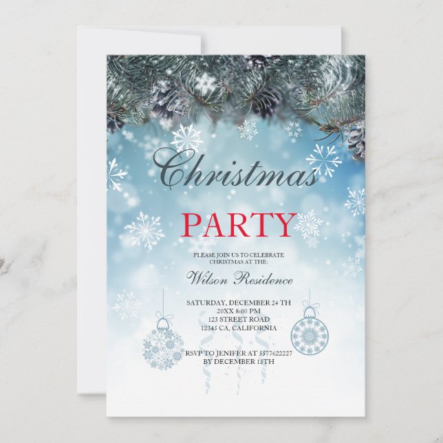 Merry Christmas | Red Typography Invitation (Front)