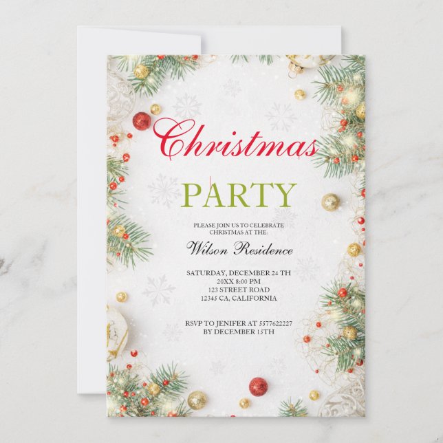 Merry Christmas | Red Typography Invitation (Front)