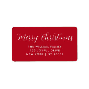 Merry Christmas Red Typography Label