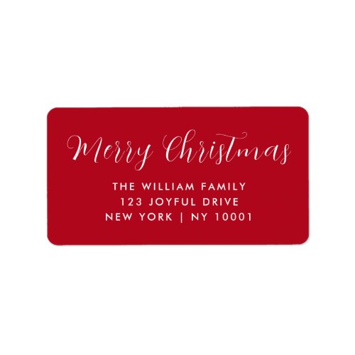 Merry Christmas Red Typography  Label