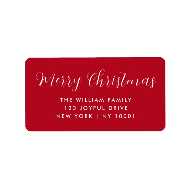 Merry Christmas Red Typography  Label (Front)