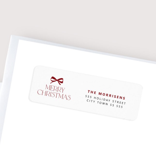 Merry Christmas red typography modern holiday Label (Creator Uploaded)