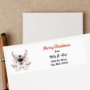Merry Christmas Red Typography Modern Stylish  Label