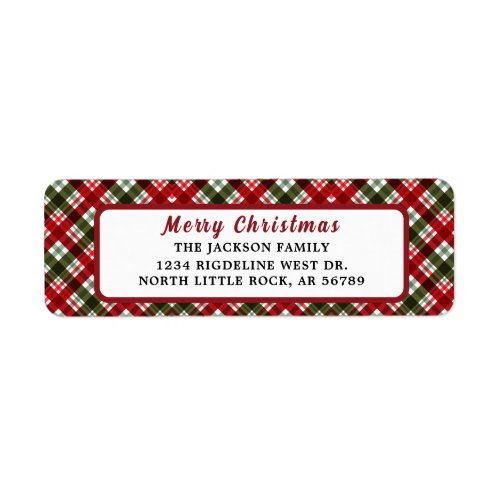 Merry Christmas  Red Typography Return Address Label
