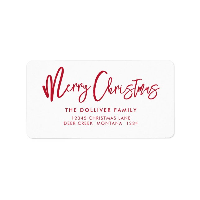 Merry Christmas | Red Typography Return Address Label (Front)