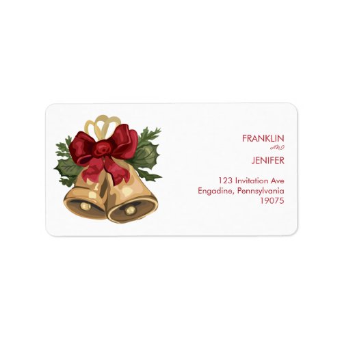 Merry Christmas  Red Typography Return Address  Label