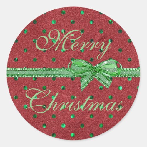 Merry Christmas Red Velvet Green Bow Stickers