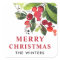 Merry Christmas Red Watercolor Greenery Monogram