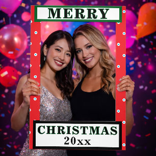 Merry Christmas Red White Blue Polka Dots Selfie Frame
