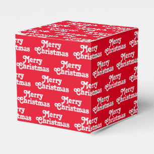 "Merry Christmas" red white Holiday Gift Favor Boxes