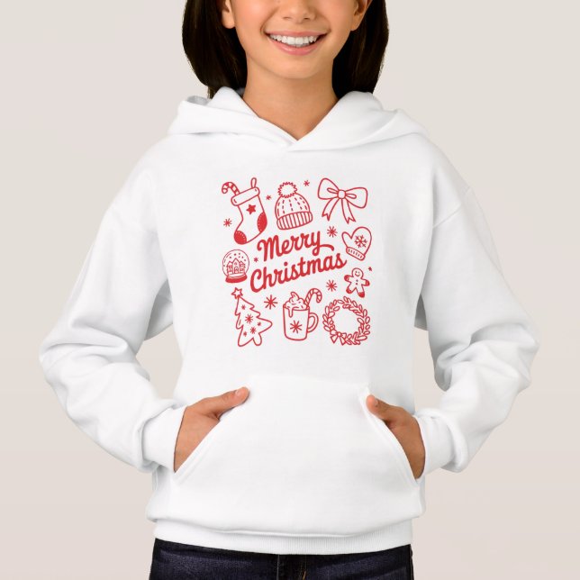 Merry Christmas Red & White Holiday Hoodie (Front)
