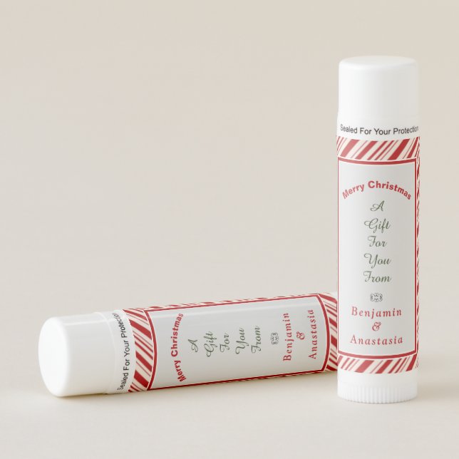 Merry Christmas Red White Holidays Personalize Lip Balm (Front)