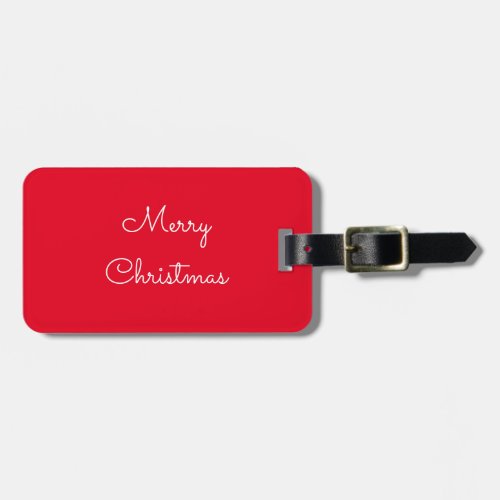 Merry Christmas Red White Name Custom Gift Favor Luggage Tag