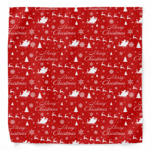 Merry Christmas Red & White Pattern Bandana