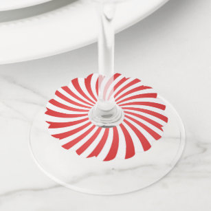 Merry Christmas Red White Peppermint Candy Swirl Wine Glass Tag