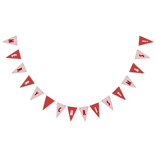 Merry Christmas Red White Polka Dots Nordic Bunting Flags