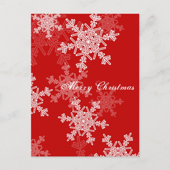 Merry Christmas Red White Snowflakes Minimalist Holiday Postcard (Front)