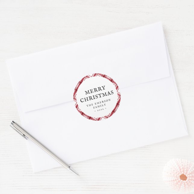 Merry Christmas Red White Sticker (Envelope)
