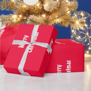 Merry Christmas Red White Striped Template Wrapping Paper