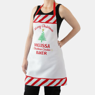 Merry Christmas Red & White Stripes Candy Cane Apron