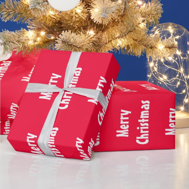 Merry Christmas Red White Stripes Classic Wrapping Paper (Holidays)