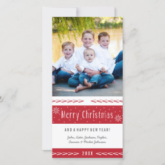 Merry Christmas Red White Stripes Holiday Card