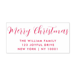 Merry Christmas Red White Typography Self-inking Stamp