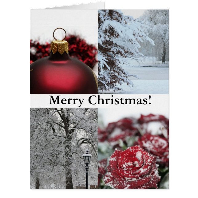 Merry Christmas Red Winter Collage Cards (Front)