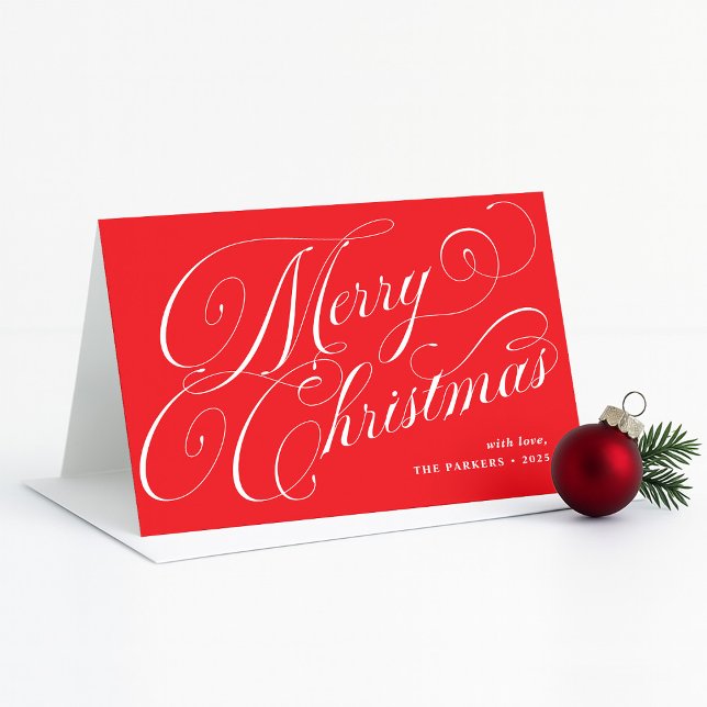 Merry Christmas | Red with Elegant Calligraphy Holiday Card (Creator Uploaded)