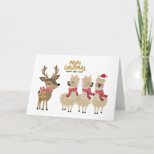 Merry Christmas Reindeer & Alpacas Card