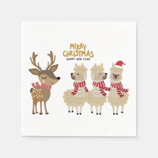 Merry Christmas | Reindeer & Alpacas Napkins