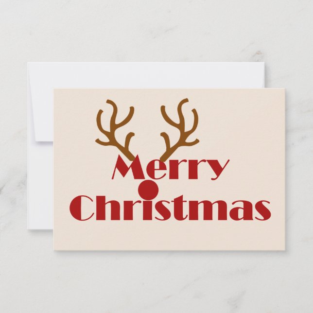 Merry Christmas Reindeer Antlers Fun Thank You Card (Front)