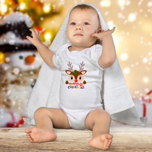 Merry Christmas Reindeer Baby Bodysuit