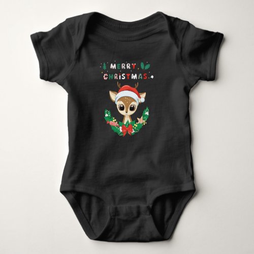 Merry Christmas Reindeer  Baby Bodysuit