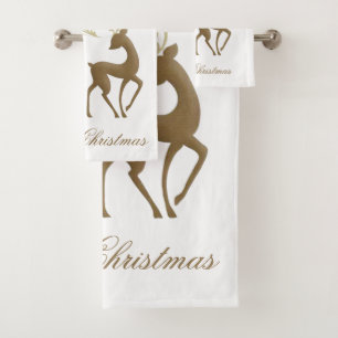 Merry Christmas Reindeer Bath Towel Set