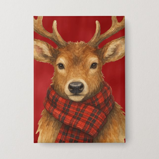 Merry Christmas Reindeer Button (Front)