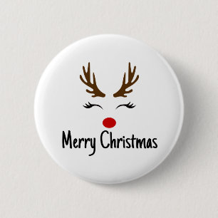 Merry Christmas Reindeer Button